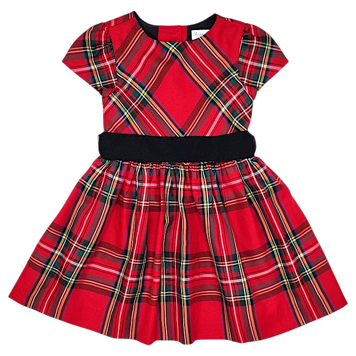 Robe de fête bébé fille Ralph Lauren, rouge motif tartan, taille 12 mois, seconde main luxe, vue de face