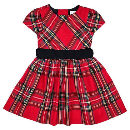 Robe de fête bébé fille Ralph Lauren, rouge motif tartan, taille 12 mois, seconde main luxe, vue de face