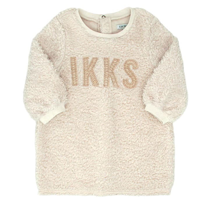 Robe bébé fille IKKS Junior, beige en fausse fourrure, taille 18 mois, seconde main premium, vue de face