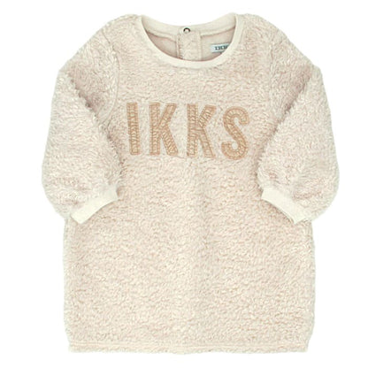 Robe bébé fille IKKS Junior, beige en fausse fourrure, taille 18 mois, seconde main premium, vue de face