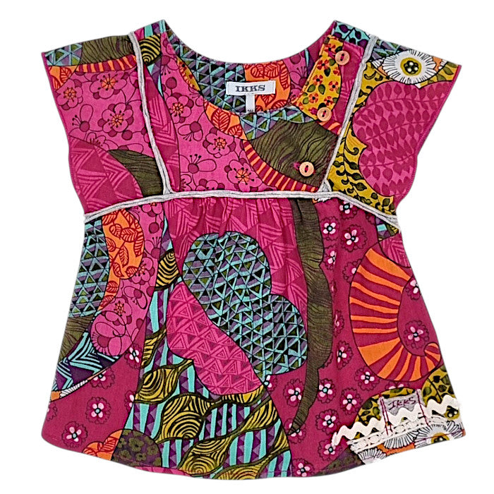 Robe bébé fille IKKS Junior, multicolore motif éthnique, taille 3 mois, seconde main premium, vue de face