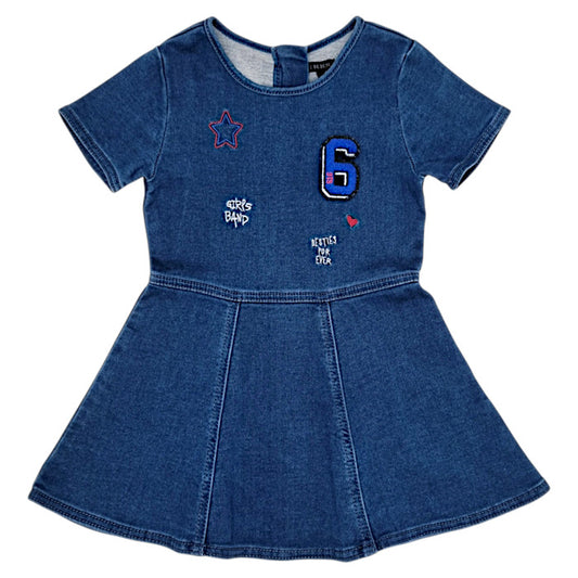 Robe bébé fille IKKS, bleu en jean, taille 36 mois, seconde main premium, vue de face
