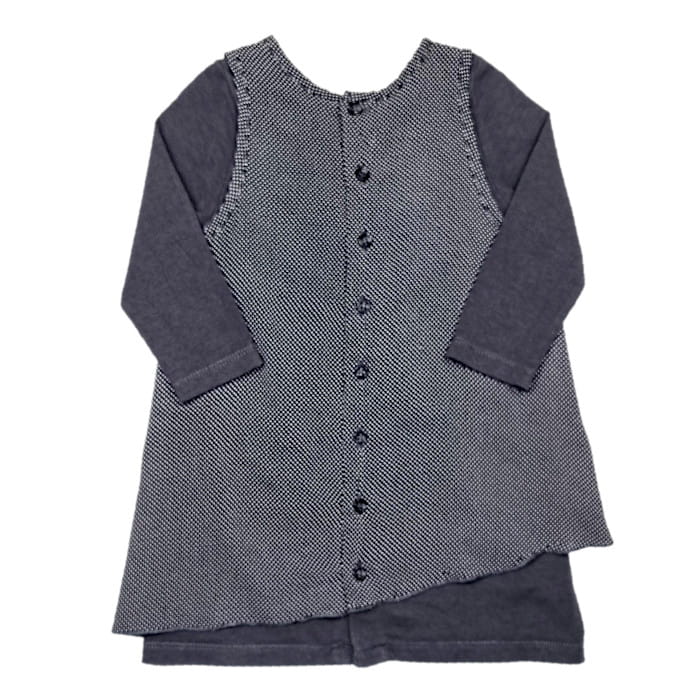 Robe gris anthracite à pois, IKKS, pour bébé fille 6 mois, vue de dos, vêtement tendance de marque