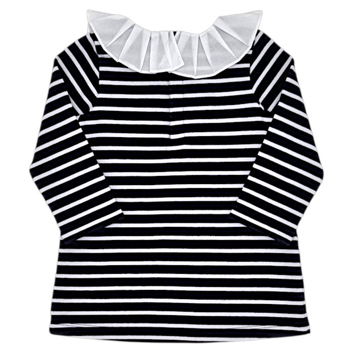 Robe bébé bleu marine à large collerette Jacadi, vue de dos, fille 12 mois