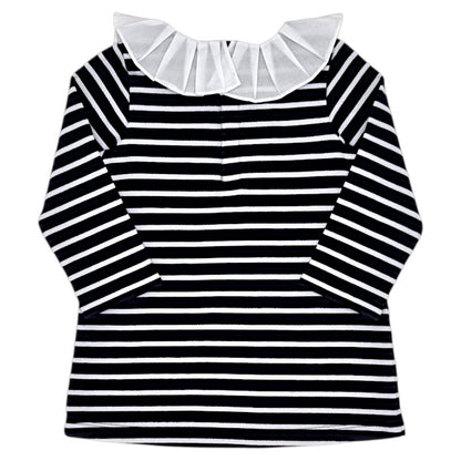 Robe bébé bleu marine à large collerette Jacadi, vue de dos, fille 12 mois