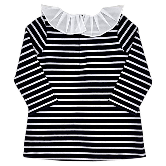 Robe bébé bleu marine à large collerette Jacadi, vue de dos, fille 12 mois