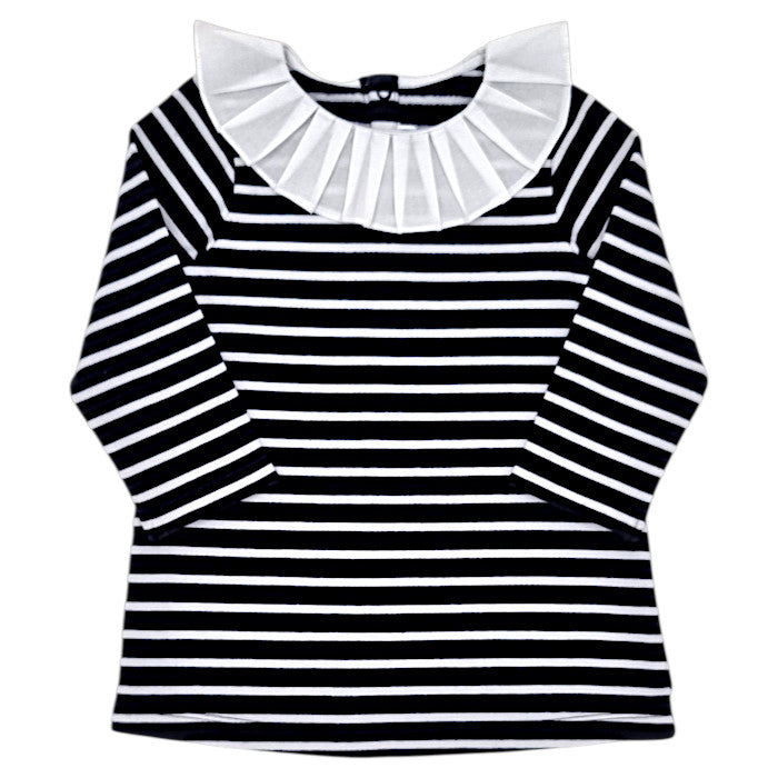 Robe bébé fille Jacadi, bleu marine à large collerette, taille 12 mois, seconde main haut de gamme, vue de face