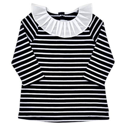 Robe bébé fille Jacadi, bleu marine à large collerette, taille 12 mois, seconde main haut de gamme, vue de face