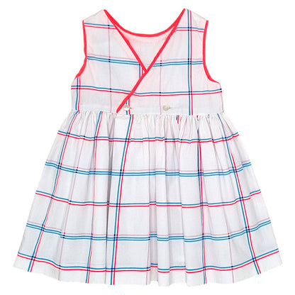 Robe bébé blanc à carreaux Jacadi, vue de dos, fille 18 mois
