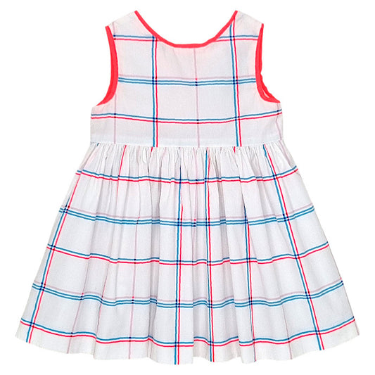 Robe bébé fille Jacadi, blanc à carreaux, taille 18 mois, seconde main haut de gamme, vue de face