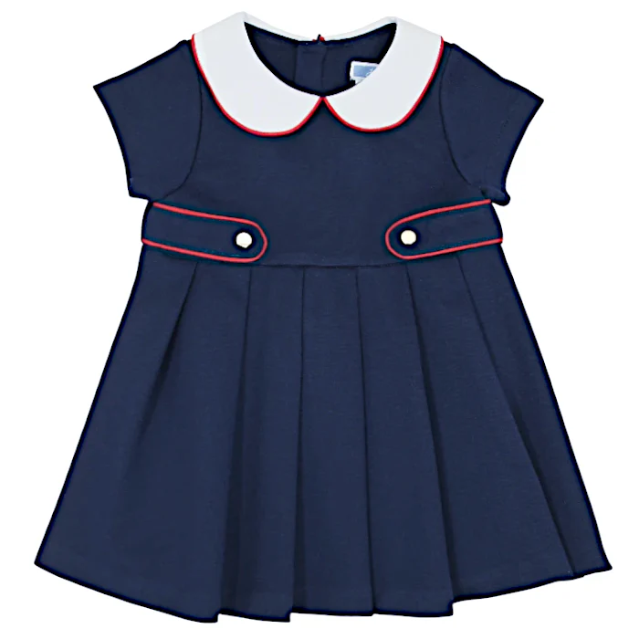 Robe bébé fille bleu marine plissée, taille 18 mois, marque Jacadi - seconde main haut de gamme