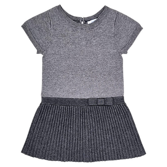 Robe bébé fille Jacadi, gris plissée, taille 24 mois, seconde main haut de gamme, vue de face