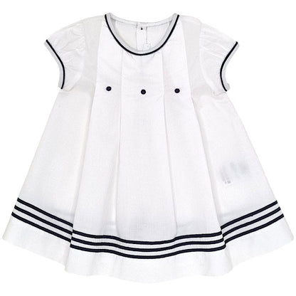 Robe bébé fille Jacadi, blanc/marine en coton, taille 3 mois, seconde main haut de gamme, vue de face