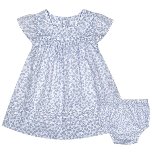 Robe bébé Liberty bleu 3 mois - Vêtement fille 3 mois seconde main de marque Jacadi