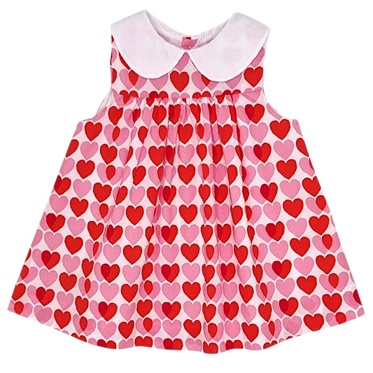 Robe bébé fille Jacadi, rose motif cœurs, taille 3 mois, seconde main haut de gamme, vue de face