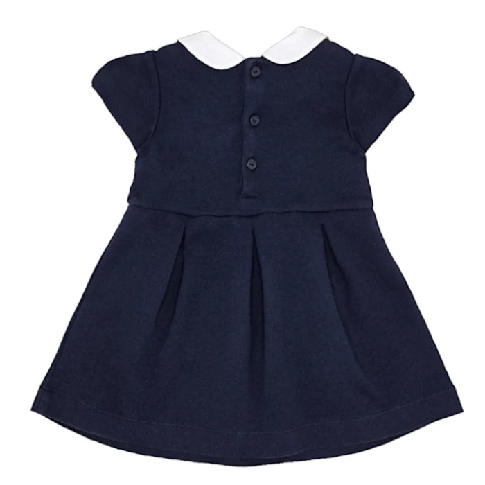 Robe bébé fille Jacadi 6 mois, bleu marine, boutonnage au dos