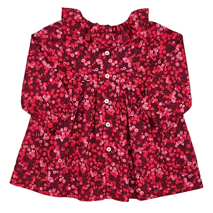 Robe bébé fille Jacadi 6 mois, rouge, ouverture boutonnée tout le long du dos