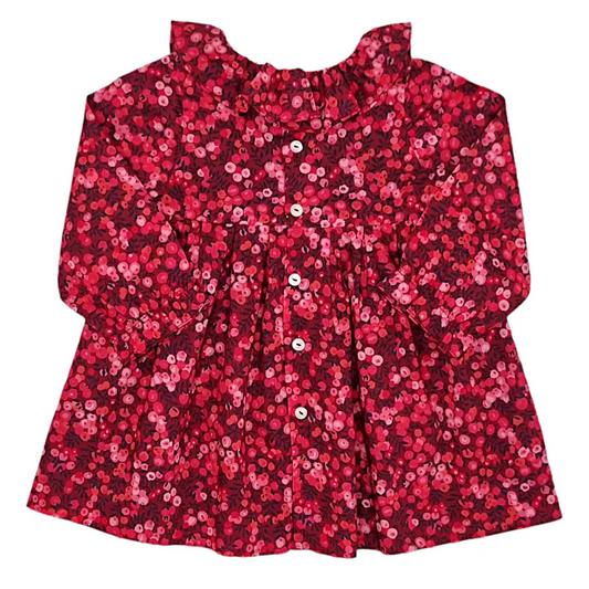 Robe bébé fille Jacadi 6 mois, rouge, ouverture boutonnée tout le long du dos