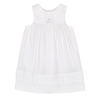 Robe blanche milleraies, Jacadi, 18 mois, vue de face, vêtement bébé fille pour cérémonie, seconde main chic en état impeccable
