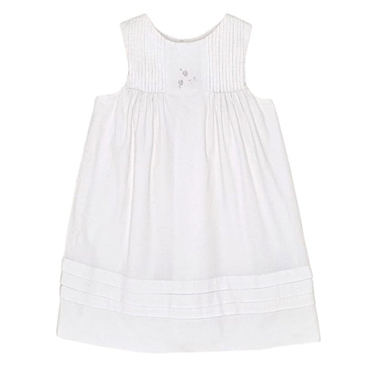Robe blanche milleraies, Jacadi, 18 mois, vue de face, vêtement bébé fille pour cérémonie, seconde main chic en état impeccable