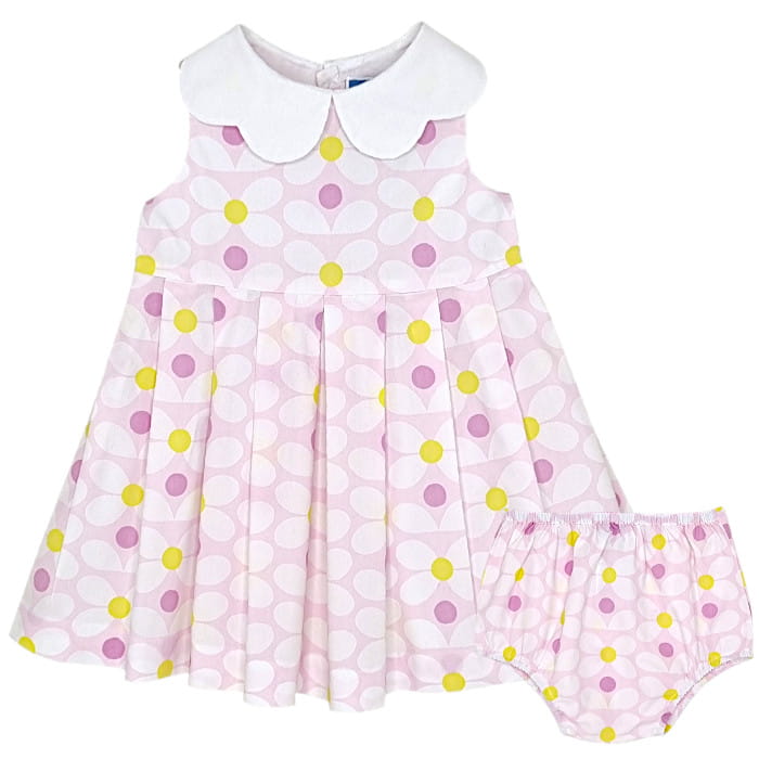 Robe rose imprimé marguerites, Jacadi, 18 mois, vue de face, vêtement bébé fille de marque, seconde main haut de gamme pas cher