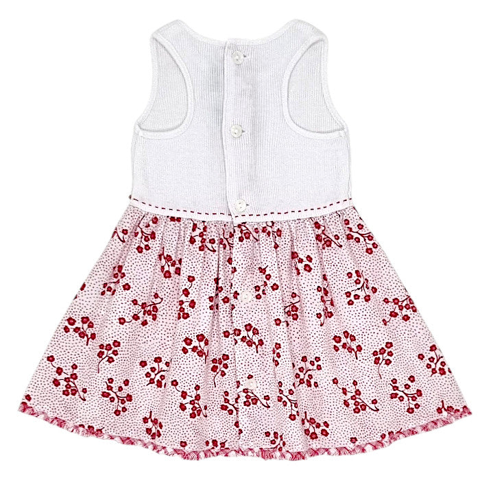 Robe bébé blanc/rouge motif fleurs Kenzo, vue de dos, fille 3 mois