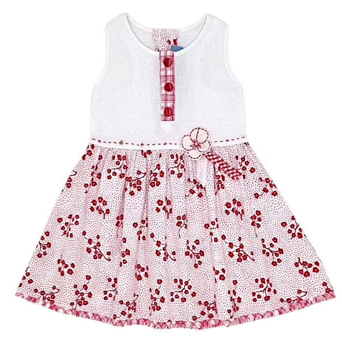 Robe bébé fille Kenzo Kids, blanc/rouge motif fleurs, taille 3 mois, seconde main luxe, vue de face