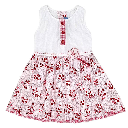 Robe bébé fille Kenzo Kids, blanc/rouge motif fleurs, taille 3 mois, seconde main luxe, vue de face