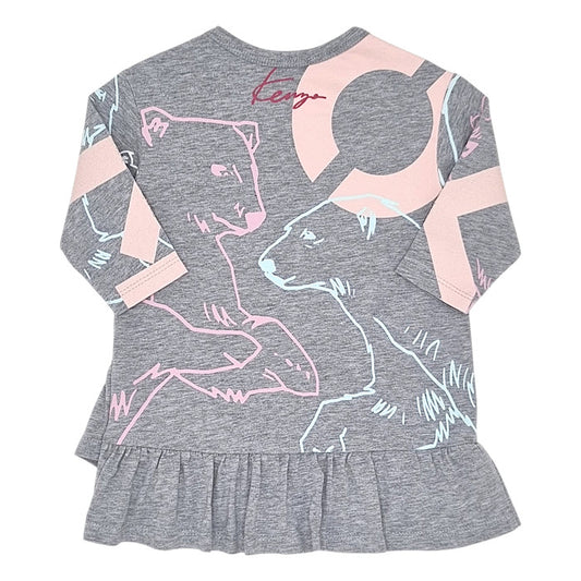 Robe bébé gris imprimé tigre Kenzo, vue de dos, fille 6 mois