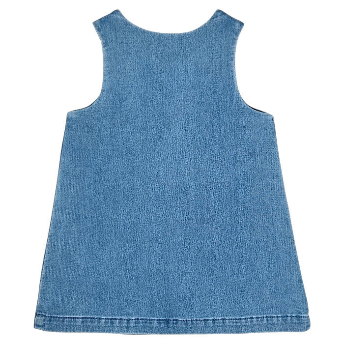 Robe bébé bleu éléphant brodé Kenzo, vue de dos, fille 9 mois