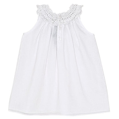 Robe bébé blanc sans manches Lili Gaufrette, vue de dos, fille 6 mois