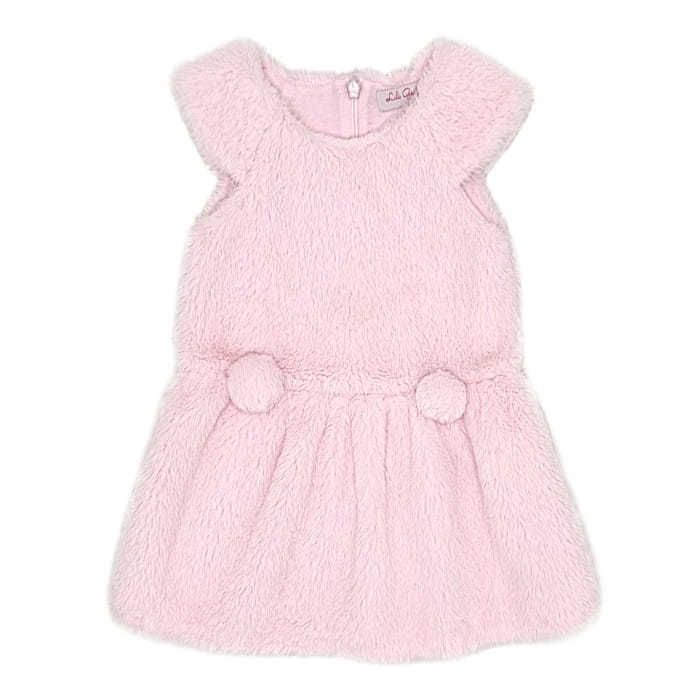 Robe rose imitation fourrure, Lili Gaufrette, pour fille 18 mois, vue de face, vêtement bébé mode de seconde main