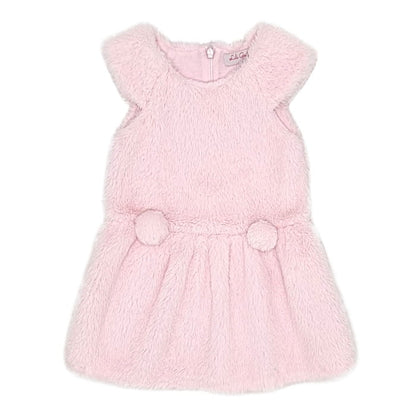 Robe rose imitation fourrure, Lili Gaufrette, pour fille 18 mois, vue de face, vêtement bébé mode de seconde main