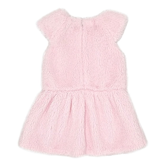 Robe rose imitation fourrure, Lili Gaufrette, pour fille 18 mois, vue de dos, vêtement bébé mode de seconde main