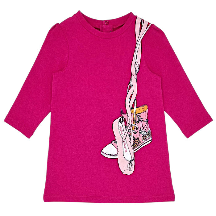 Robe bébé fille Marc Jacobs, rose fuchsia effet trompe-l’œil, taille 6 mois, seconde main luxe, vue de face