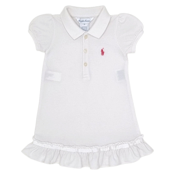 Robe bébé fille Ralph Lauren, blanc en coton, taille 9 mois, seconde main luxe, vue de face