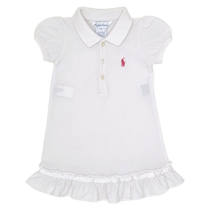 Robe bébé fille Ralph Lauren, blanc en coton, taille 9 mois, seconde main luxe, vue de face