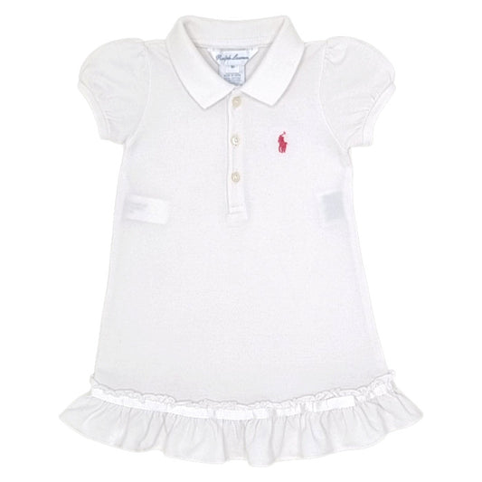 Robe bébé fille Ralph Lauren, blanc en coton, taille 9 mois, seconde main luxe, vue de face