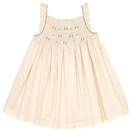Robe bébé fille Tartine et Chocolat, jaune à smocks, taille 6 mois, seconde main haut de gamme, vue de face