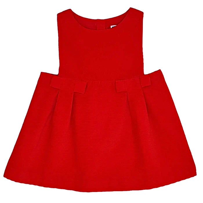 Robe trapèze bébé fille rouge à nœuds, taille 6 mois, marque Jacadi - seconde main haut de gamme