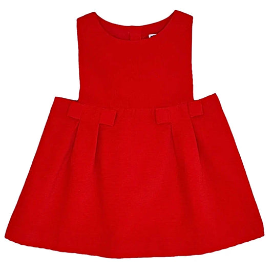 Robe trapèze bébé fille rouge à nœuds, taille 6 mois, marque Jacadi - seconde main haut de gamme