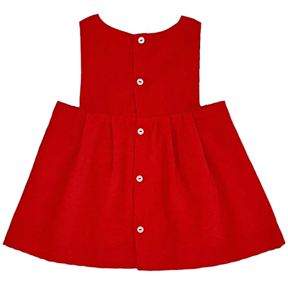 Robe trapèze bébé fille Jacadi 6 mois, rouge, boutons siglés au dos