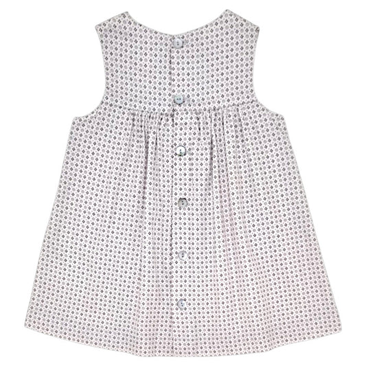 Robe trapèze bébé beige/taupe  Tartine et Chocolat, vue de dos, fille 12 mois
