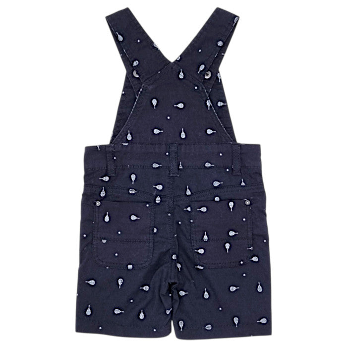 Salopette bébé bleu marine motif raquettes IKKS, vue de dos, garçon 6 mois