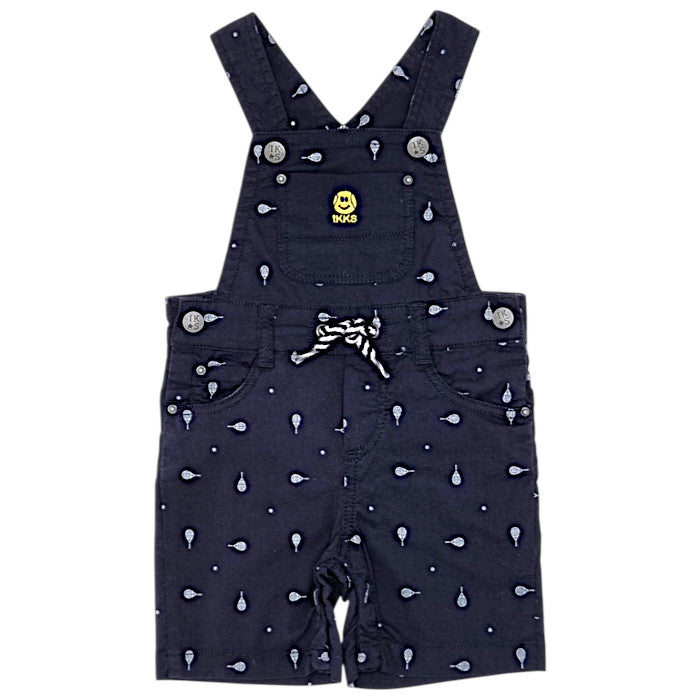 Salopette bébé garçon IKKS Junior, bleu marine motif raquettes, taille 6 mois, seconde main premium, vue de face