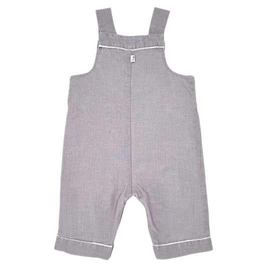 Salopette bébé taupe en lin Jacadi, vue de dos, mixte 3 mois