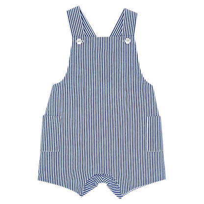 Salopette bleue à rayures, Jacadi, 3 mois, vue de face, marque chic pour bébé garçon, seconde main en excellent état