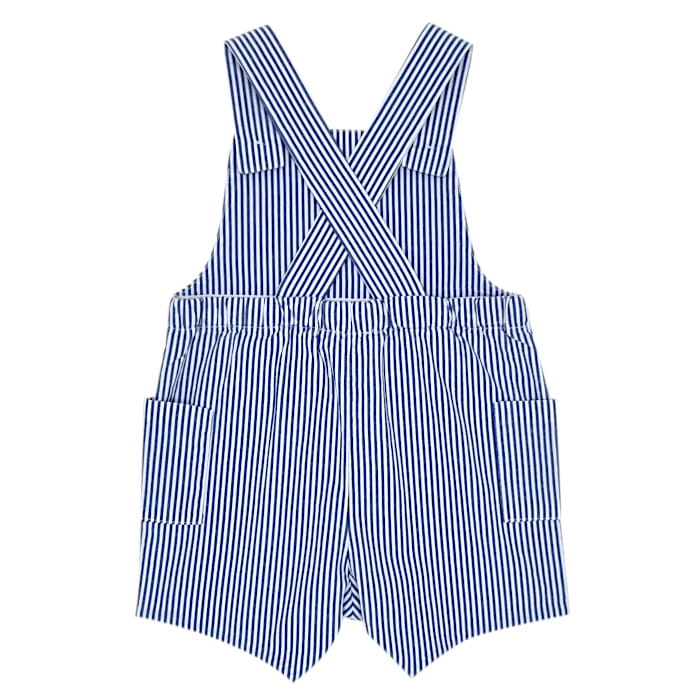 Salopette bleue à rayures, Jacadi, 3 mois, vue de dos, marque chic pour bébé garçon, seconde main en excellent état