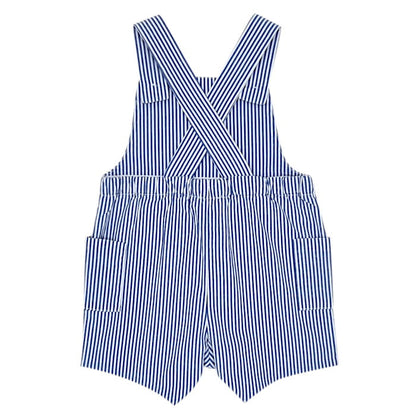 Salopette bleue à rayures, Jacadi, 3 mois, vue de dos, marque chic pour bébé garçon, seconde main en excellent état