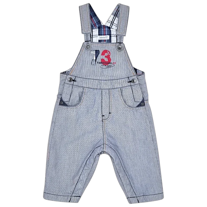 Salopette bébé garçon bleu à rayures fines, taille 6 mois, marque Timberland - seconde main premium
